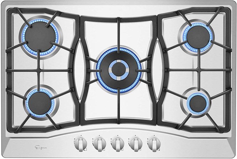 Empava 12 in. GAS Stove Cooktop 2 Italy Sabaf Sealed Burners NG/LPG Convertible in Stainless Steel, Silver