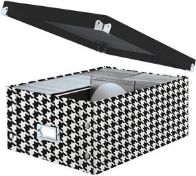 img 1 attached to 📀 Snap-N-Store DVD & CD Storage Box - Double Wide Box for 330 Discs - Houndstooth Design