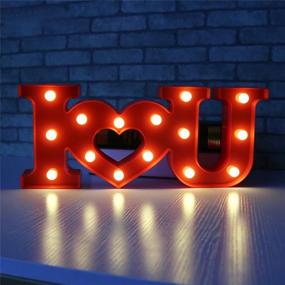 img 3 attached to 💖 CSKB LED Love Heart Marquee Sign with I Love U Letter Lights - Romantic Night Light for Wedding, Christmas, Xmas Gift - Table Lamp, Home Party Wall Hanging Decoration - Red