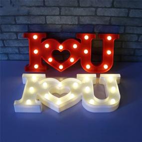 img 1 attached to 💖 CSKB LED Love Heart Marquee Sign with I Love U Letter Lights - Romantic Night Light for Wedding, Christmas, Xmas Gift - Table Lamp, Home Party Wall Hanging Decoration - Red