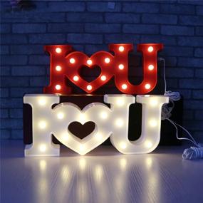 img 2 attached to 💖 CSKB LED Love Heart Marquee Sign with I Love U Letter Lights - Romantic Night Light for Wedding, Christmas, Xmas Gift - Table Lamp, Home Party Wall Hanging Decoration - Red