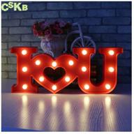 💖 cskb led love heart marquee sign with i love u letter lights - romantic night light for wedding, christmas, xmas gift - table lamp, home party wall hanging decoration - red логотип