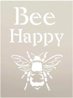 bee happy stencil by studior12 | reusable mylar template for painting wood signs, rustic quote home decor, garden ornaments, porch decors | diy honey word art gift, journal, scrapbook | choose size: small to extra large logo