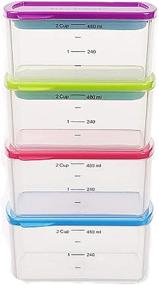 img 3 attached to 🍱 Multicolor Set of 4 Fit & Fresh Portion Control Containers with Reusable Ice Packs - 2-Cup Size