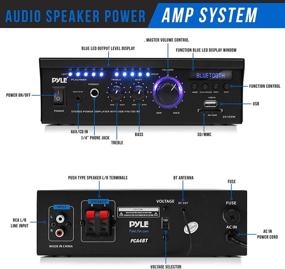 img 3 attached to 🔊 High-Powered Home Stereo Amplifier - 2x120W Bluetooth Power Amplifier Receiver System with Blue LED Display, USB/SD, AUX, RCA, Headphone Jack - Remote Control Included - Pyle PCAU46BA