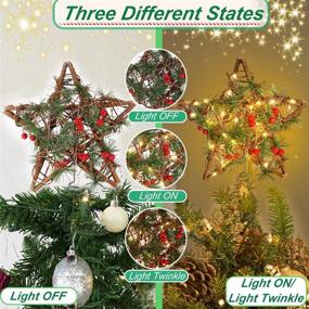 img 2 attached to 🎄 Twinkling Christmas Star Tree Topper: 30-Light Rattan Xmas Decor for Indoor Delight