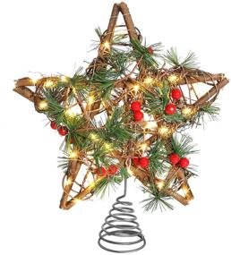 img 4 attached to 🎄 Twinkling Christmas Star Tree Topper: 30-Light Rattan Xmas Decor for Indoor Delight