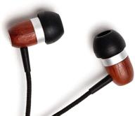 symphonized glxy premium genuine wood in-ear noise-isolating headphones with mic and nylon cable (cherry) logo