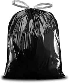 img 2 attached to 🗑️ Plasticplace 32-33 Gallon Trash Bags │ Heavy-Duty 1.2 Mil │ Drawstring Garbage Can Liners │ 33” x 39”, Black, 100 Count