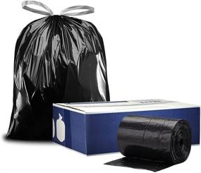 img 3 attached to 🗑️ Plasticplace 32-33 Gallon Trash Bags │ Heavy-Duty 1.2 Mil │ Drawstring Garbage Can Liners │ 33” x 39”, Black, 100 Count