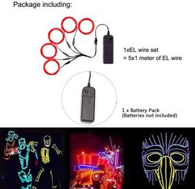 img 3 attached to 🎃 Bright Red EL Wire for Halloween & Christmas Party Decoration, MaxLax Noise Reduction Neon Lights Wire (5 in 1 Meter), Electroluminescent Wire for DIY Crafts & Events