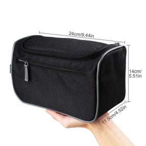 img 3 attached to Premium Travel Toiletry Bag Organizer: Jiemei Hanging Wash Bag for Men and Women - Dark Black Perfection