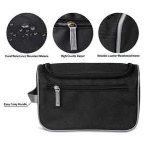 img 2 attached to Premium Travel Toiletry Bag Organizer: Jiemei Hanging Wash Bag for Men and Women - Dark Black Perfection