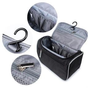 img 1 attached to Premium Travel Toiletry Bag Organizer: Jiemei Hanging Wash Bag for Men and Women - Dark Black Perfection