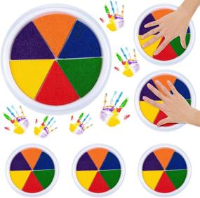 img 4 attached to 🎨 Mewtogo 6 Pack 6 Colors Ink Pads: Fun DIY Finger Color-Painting Craft Cardmaking for Kids Montessori Learning Education Toys