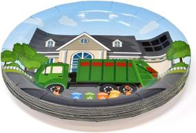 img 1 attached to 🚛 Trash Truck Party Supplies: Complete Tableware Set - 24 9" Paper Plates, 24 7" Plates, 24 9 Oz Cups, 50 Lunch Napkins - Perfect for Waste Management, Recycling Bin Themed Disposable Birthday Dinnerware Decoration