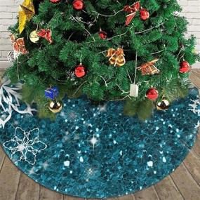 img 2 attached to 🎄 Sparkling Turquoise Snowflakes: 48" Christmas Tree Skirt for Festive Xmas Decor