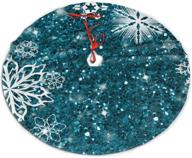 🎄 sparkling turquoise snowflakes: 48" christmas tree skirt for festive xmas decor logo