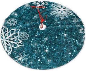 img 4 attached to 🎄 Sparkling Turquoise Snowflakes: 48" Christmas Tree Skirt for Festive Xmas Decor