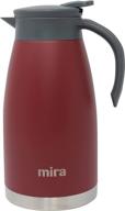 🍒 mira 1.5l stainless steel thermal coffee carafe: double wall insulation, vacuum flask for tea, coffee, and water dispensing, cherry red logo