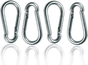 img 4 attached to 🔑 Premium Stainless Steel Carabiner-Keychain Set of 4 for Outdoor Activities – Camping, Fishing, Traveling, Hiking and More (Not for Climbing)