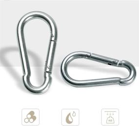 img 3 attached to 🔑 Premium Stainless Steel Carabiner-Keychain Set of 4 for Outdoor Activities – Camping, Fishing, Traveling, Hiking and More (Not for Climbing)