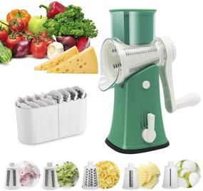 img 4 attached to 🧀 VEKAYA 3 and 5 in 1 Rotary Cheese Grater and Shredder - Manual Round Mandoline Slicer, Ideal for Kitchen - Cheese Graters, Shredders, Grinders, and Julienne for Vegetables, Cheese, and Nuts