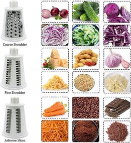 img 1 attached to 🧀 VEKAYA 3 and 5 in 1 Rotary Cheese Grater and Shredder - Manual Round Mandoline Slicer, Ideal for Kitchen - Cheese Graters, Shredders, Grinders, and Julienne for Vegetables, Cheese, and Nuts