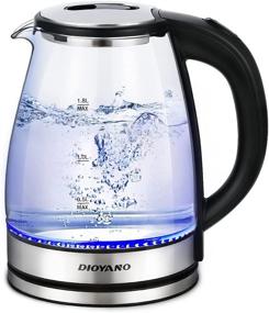 img 4 attached to Dioyano 1.8L Glass Electric Kettle - Boil-dry Protection, Auto Shut Off, Fast Boiling, Cordless Water Boiler - BPA Free