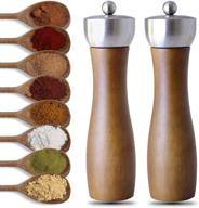 🧂 premium beech wood salt and pepper grinder set - 2pcs, 8-inch, refillable, adjustable ceramic grinder mill, elegant salt and pepper shakers логотип