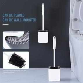 img 1 attached to Efficient Silicone Elastic Toilet Brush and Holder - Wall Mounted Bathroom Scrubber Bowl Cleaner with Bendable Brush Head and Non-Slip Handle