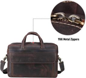 img 3 attached to 👜 Polare Men's Full Grain Leather Professional 17'' Briefcase: Stylish Shoulder Messenger Business Bag with Durable YKK Metal Zippers