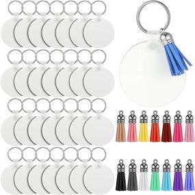 img 4 attached to 🔑 56-Piece Sublimation Blank Keychain Heat Transfer MDF DIY Double-Side Printed Keychain Set