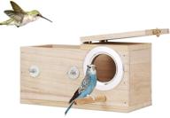 durable frjjthchy wooden parakeet budgie nesting box: ideal aviary cage for bird breeding and perching logo