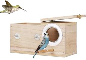 img 4 attached to Durable Frjjthchy Wooden Parakeet Budgie Nesting Box: Ideal Aviary Cage for Bird Breeding and Perching