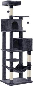 img 4 attached to 🐱 FEANDREA 75.2-Inch Tall Cat Tree Tower with Scratching Posts, Hammock, Cat Caves, Padded Perch, and Cat Activity Center