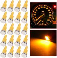cciyu 20 pack t5 58 70 73 74 dashboard gauge 1-smd 5050 led wedge lamp bulbs lights replacement fit for dashboard instrument panel light bulbs led lamps (yellow) logo