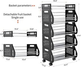 img 3 attached to 🥦 5 Tier Stackable Fruit Vegetable Storage Basket with Wheels - Kitchen Pantry Organizer