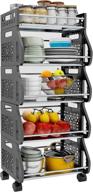 🥦 5 tier stackable fruit vegetable storage basket with wheels - kitchen pantry organizer логотип