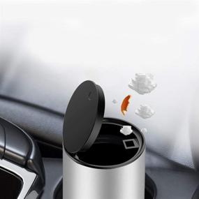 img 3 attached to 🚗 KOOMTOOM Alloy Mini Car Cup Holder Trash Can, 300ml Detachable Bin with Lid, Leak Proof and Universal Fit (Silver)