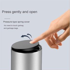 img 1 attached to 🚗 KOOMTOOM Alloy Mini Car Cup Holder Trash Can, 300ml Detachable Bin with Lid, Leak Proof and Universal Fit (Silver)