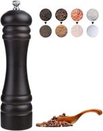 refillable 9 inch wooden black pepper mill grinder: jorgtyra, adjustable stainless steel precision mechanism | ideal for home, kitchen, barbecue, party логотип