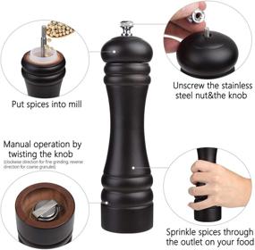 img 2 attached to Refillable 9 Inch Wooden Black Pepper Mill Grinder: JORGTYRA, Adjustable Stainless Steel Precision Mechanism | Ideal for Home, Kitchen, Barbecue, Party