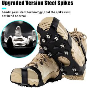 img 3 attached to 🥾 Upgraded Version Stainless Steel Microspikes - 11 Spike Crampons with Anti-Slip Ice Cleats Grips for Hiking Shoes, Boots, Fishing, Walking, and Mountaineering