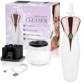 img 4 attached to 💄 Professional Makeup Brush Cleaner & Dryer Kit - The Ultimate Tool for Cleaning and Drying Cosmetic Brushes - 3 Speeds, 13 Collars - Natural Solution - By Saragan, Trusted Brand