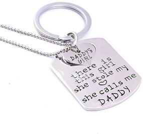 img 1 attached to 👨 Daddy's Girl Stainless Steel Heart Pendant Necklace & Keychain: Perfect Father-Daughter Set for the Best Family Gift