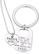 👨 daddy's girl stainless steel heart pendant necklace & keychain: perfect father-daughter set for the best family gift logo