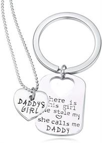 img 4 attached to 👨 Daddy's Girl Stainless Steel Heart Pendant Necklace & Keychain: Perfect Father-Daughter Set for the Best Family Gift