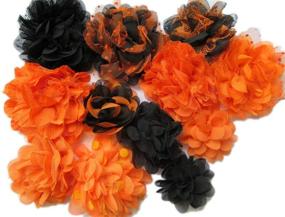 img 1 attached to 🎃 YYCRAFT Chiffon Mesh Fabric Flowers - Orange and Black Halloween Decorations/Crafts - Pack of 10, 2.5"-3.5