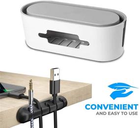 img 1 attached to 🔌 Cable Organizer Box with Cable Clips and Ties - Manage Cords on Desktop, TV Stand, and More